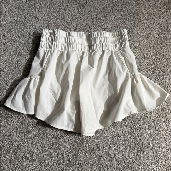 White Women's Ruffled Shorts - Picture 2 of 4